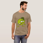 T-shirt Caricature de pomme verte avec un sourire vicieux (Devant entier)