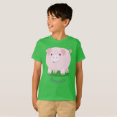 T-shirt Caricature de porc mignon rose pot vendue (Devant entier)