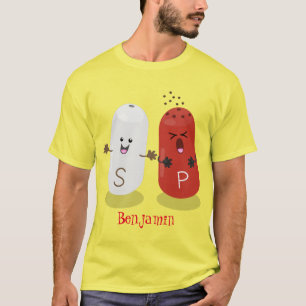 T-shirt Caricature de shakers de sel et de poivre de Cute 