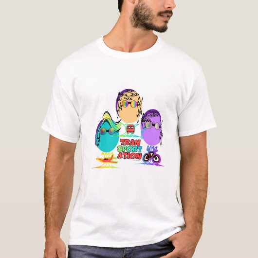 T-shirt Caricature de transport amusante Basic Homme (Devant)