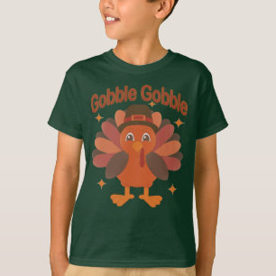 T-shirt Caricature de Turquie Thanksgiving - "Gobble Gobbl