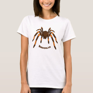 T-shirt Caricature déplaisante de tarantule brun et orange