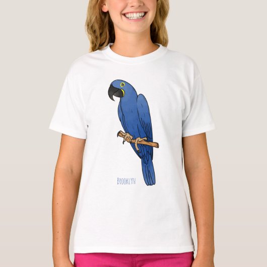 T-shirt Caricature d'oiseau macaw Hyacinth (Devant)