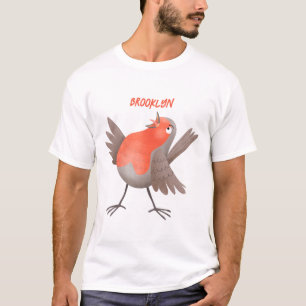 T-shirt Caricature d'oiseau rouge chantant mignon