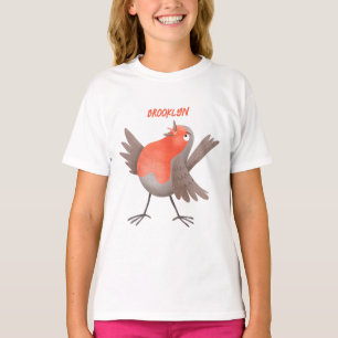 T-shirt Caricature d'oiseau rouge chantant mignon