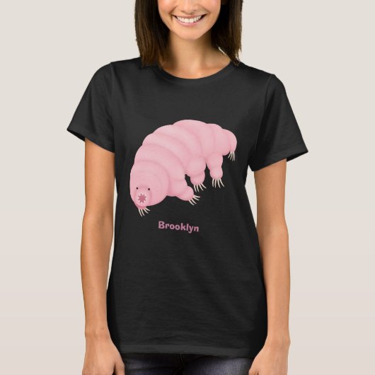 T-shirt Caricature d'ours d'eau tardigrade rose mignon (Devant)