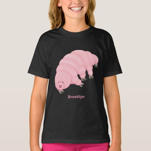 T-shirt Caricature d'ours d'eau tardigrade rose mignon (Devant)