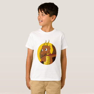 T-shirt caricature dragon orange