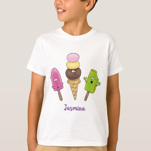 T-shirt Caricature drôles de glace popsicle dessin animé t (Devant)