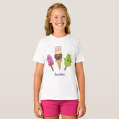 T-shirt Caricature drôles de glace popsicle dessin animé t (Devant entier)