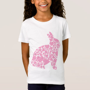 T-Shirt Caricature du coeur de lapin de Pâques rose pâle