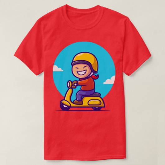 T-shirt Caricature du Scooter de l'équitation de garçon Cu (Design devant)