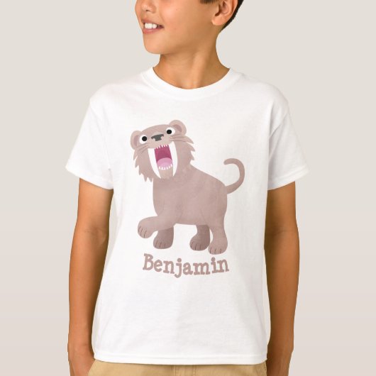 T-shirt Caricature du tigre mignon Saber Toothed Smilodon (Devant)