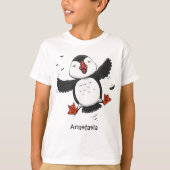 T-shirt Caricature en bleu bouffin joyeux (Devant)