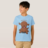 T-shirt Caricature en bleu pour chien de chiot joyeux (Devant entier)