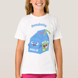 T-shirt Caricature en carton de lait joyeux