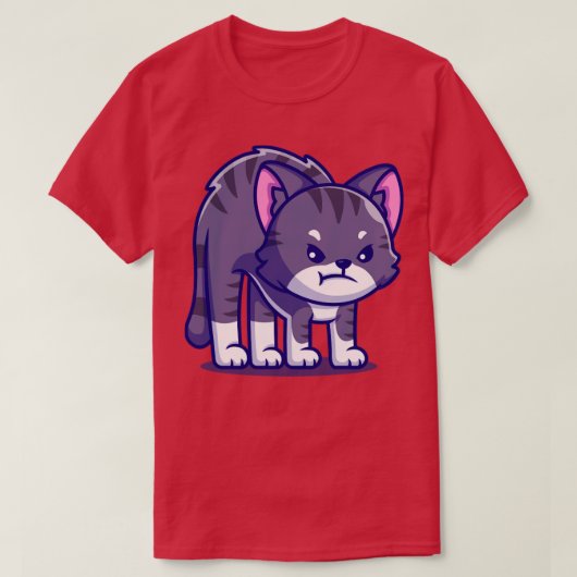 T-shirt Caricature en colère de chat mignon (Design devant)