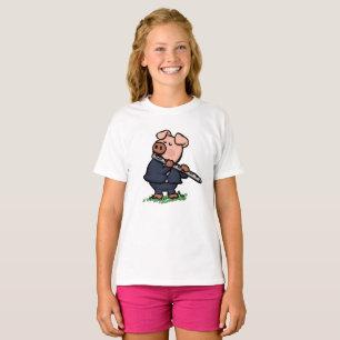 T-shirt Caricature en flûte de Cute Pig  choisir la couleu