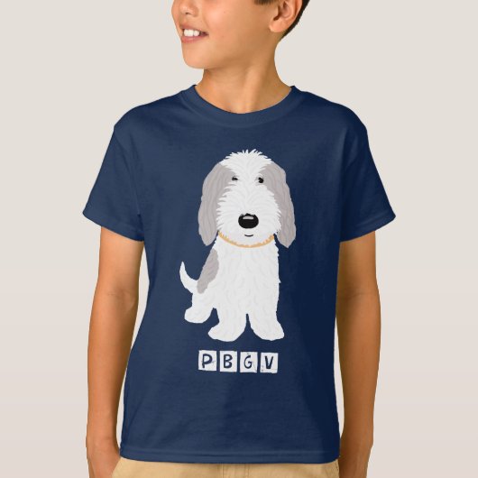 T-shirt Caricature en PBGV gris et blanc (Devant)
