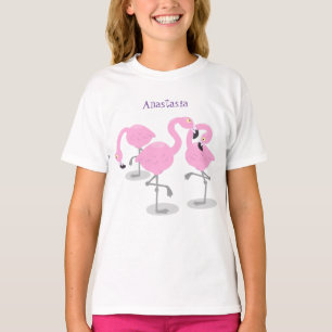T-shirt Caricature en trio flamand rose mou