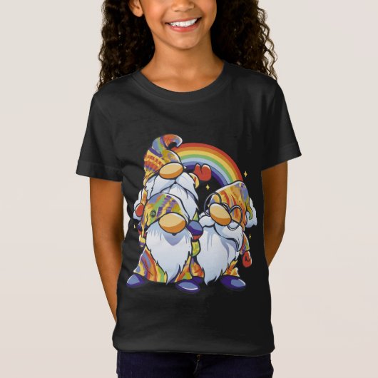 T-Shirt Caricature hippie Gnome Rainbow Nature (Devant)