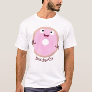 T-shirt Caricature joli beignet rose vitré