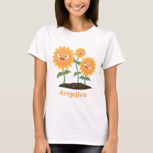 T-shirt Caricature joli tournesol souriant illustration