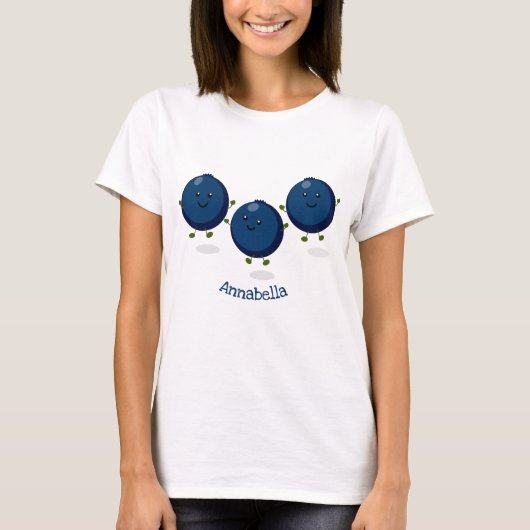 T-shirt Caricature mignonne de bleuets violets (Devant)