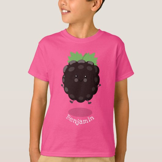 T-shirt Caricature mignonne de mûre mauve de mûre mûre mau (Devant)