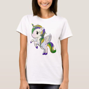 T-shirt Caricature mignonne Mardi Gras Unicorn Pegasus