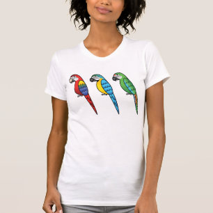T-shirt Caricature mignonne Oiseaux de perroquets macaw