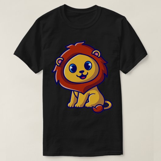 T-shirt Caricature mignonne pour bébé Lion assis (Design devant)
