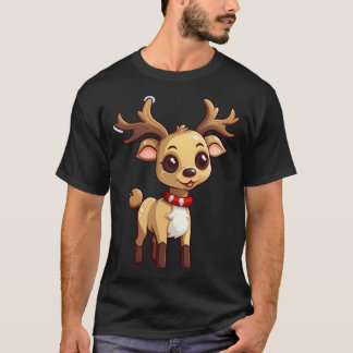 T-shirt Caricature mignonne Reindeer de Noël