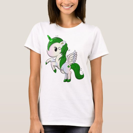 T-shirt Caricature mignonne St. Patrick's Day Unicorn Pega (Devant)