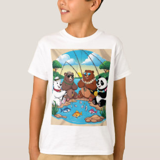 T-shirt caricature ours pêche