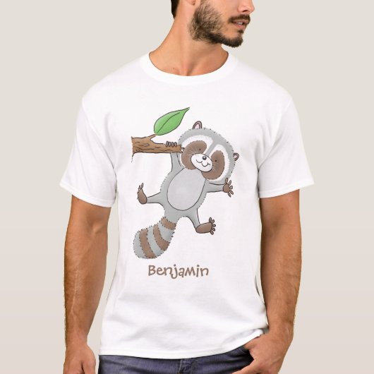 T-shirt Caricature pour bébé au raton laveur joyeux (Devant)