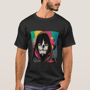T-shirt Caricature psychédélique Grimm reaper fumer un cig