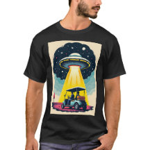 Caricature Retro Sci Fi Rocket Ship and Golf Cart