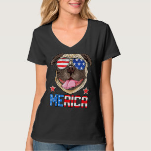 T-shirt Carlin 4 juillet Merica Drapeau américain Chien pa