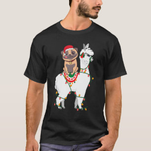 T-shirt Carlin à cheval Llama Lights Père Noël Noël Pyjama