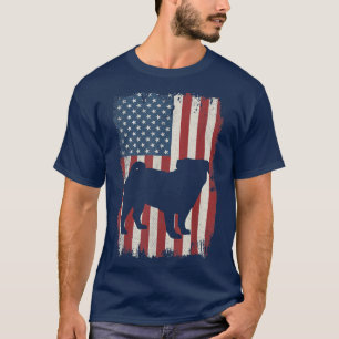 T-shirt Carlin américain Drapeau USA Amoureux de les chien