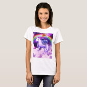 T-shirt Carlin arc-en-ciel dans l'espace chevauchant une l (Devant entier)