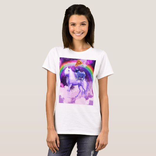T-shirt Carlin arc-en-ciel dans l'espace chevauchant une l (Devant entier)