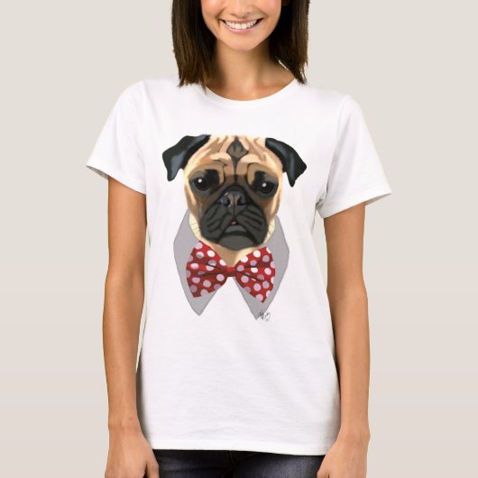 T-shirt Carlin avec Cravate à mâchoire rouge et blanc (Devant)