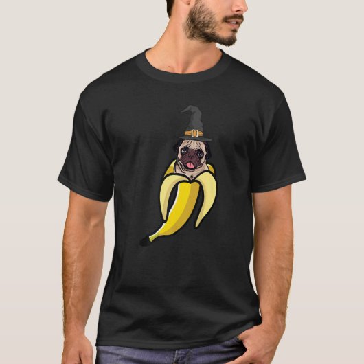 T-shirt Carlin Banana Lazy Halloween Costume mignon chien  (Devant)