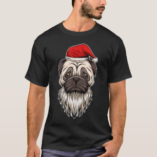 T-shirt Carlin barbu de Noël avec chapeau du Père Noël