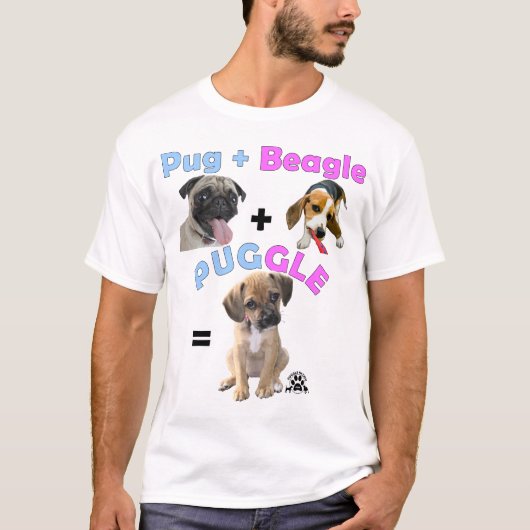 T-shirt Carlin + Beagle = Puggle (Devant)