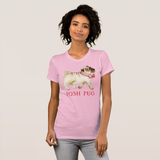 T-shirt Carlin chic mignon whimsy en rouge arc cravate chi (Devant entier)