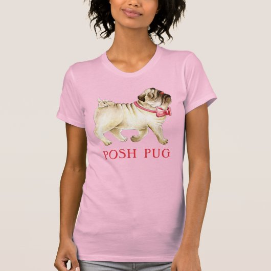 T-shirt Carlin chic mignon whimsy en rouge arc cravate chi (Devant)