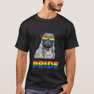 T-shirt Carlin Chien Arc-en-ciel Lunettes de soleil Gay Le